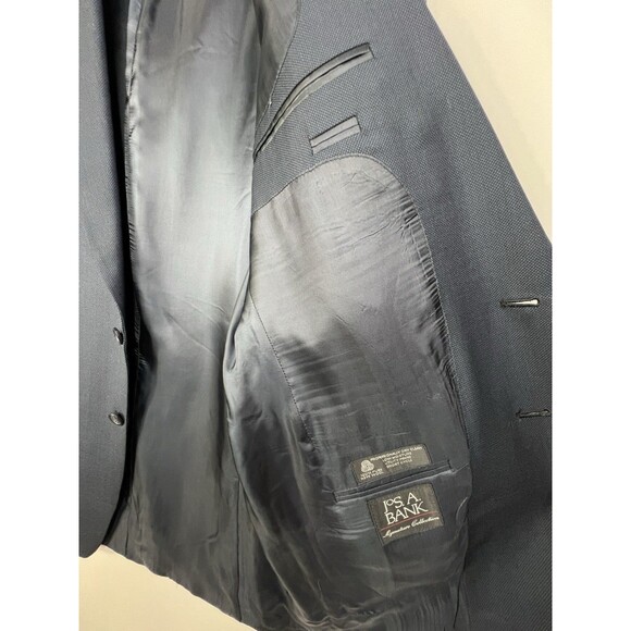 Jos A Bank Signature Collection Navy Blue Sport Coat 42L Suit Blazer 100% Wool - Picture 7 of 11